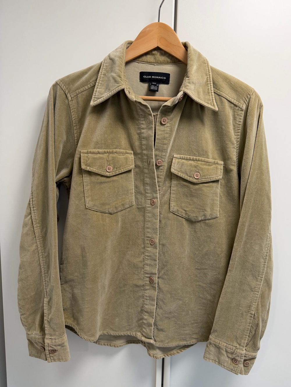 Vintage 1996 Club Monaco Olive Green Cotton Shirt Jacket - Velvet Touch